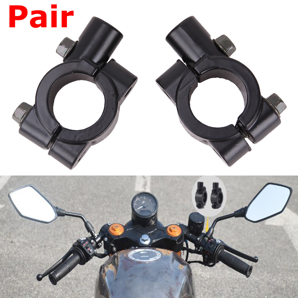 2PCS 7/8″ 10mm Dual Sport Motorcycle Handlebar Mirror Mount Holder Clamp Adaptor