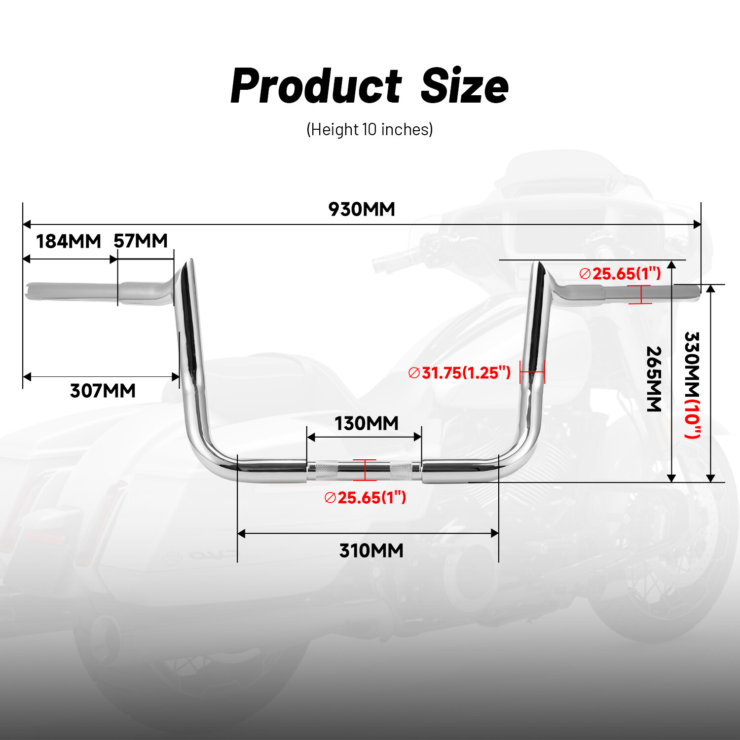 10″ Rise Meathook Bagger Ape Handlebar for 86-23 Harley Touring FLH FLHX FLHTC