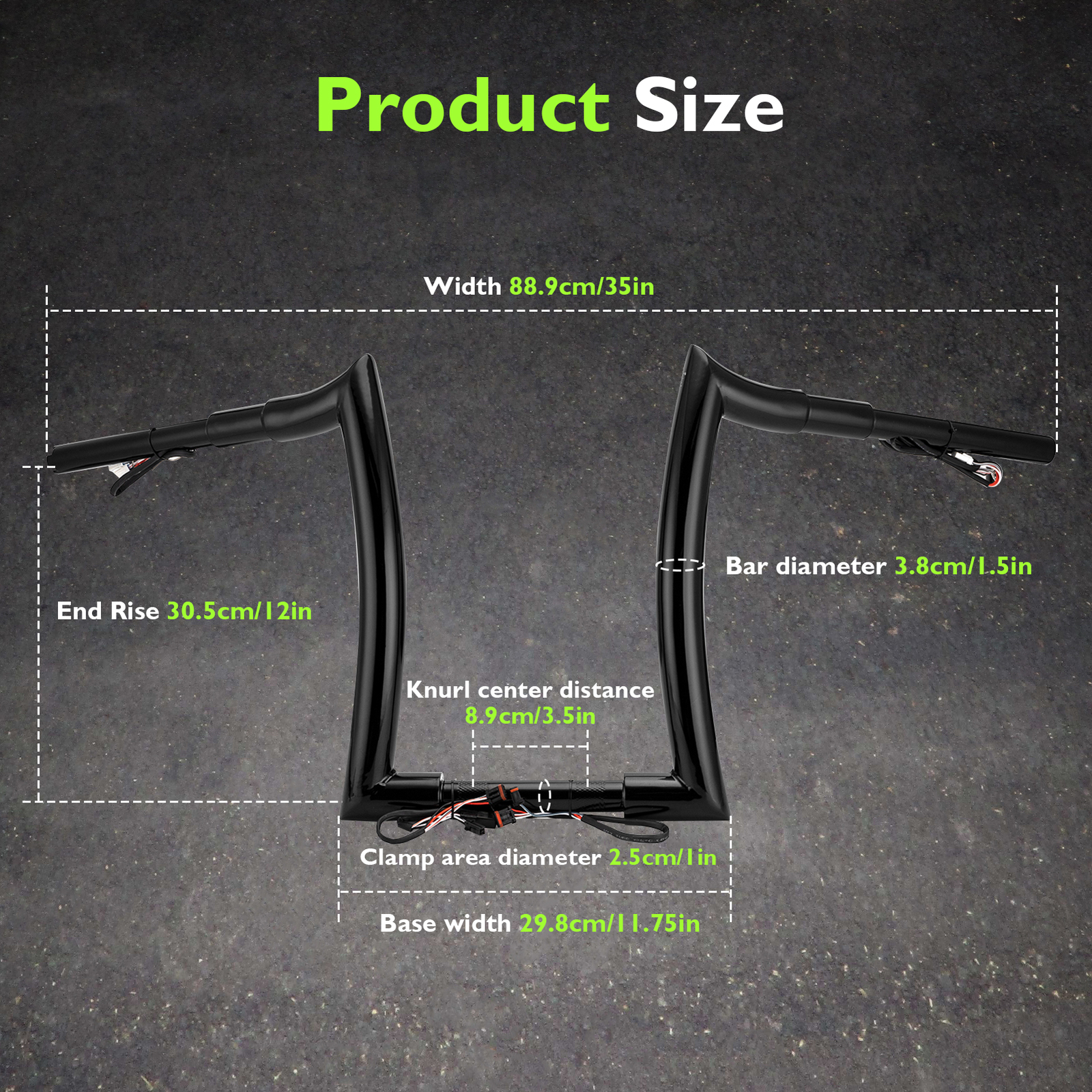 MOFUN 12″ Pre-Wired 1.5″ Fat Bar Handlebars For Harley Dyna Softail Sportster XL