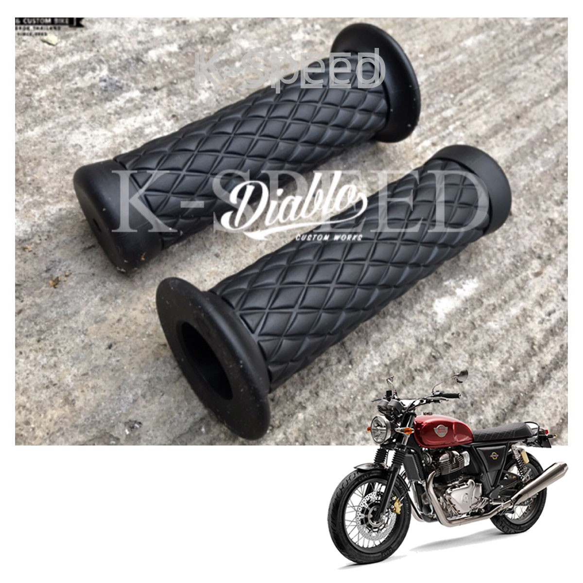 Diabolus Pair Handle Grips Fits Royal Enfield GT & Interceptor 650 2024 – 2025
