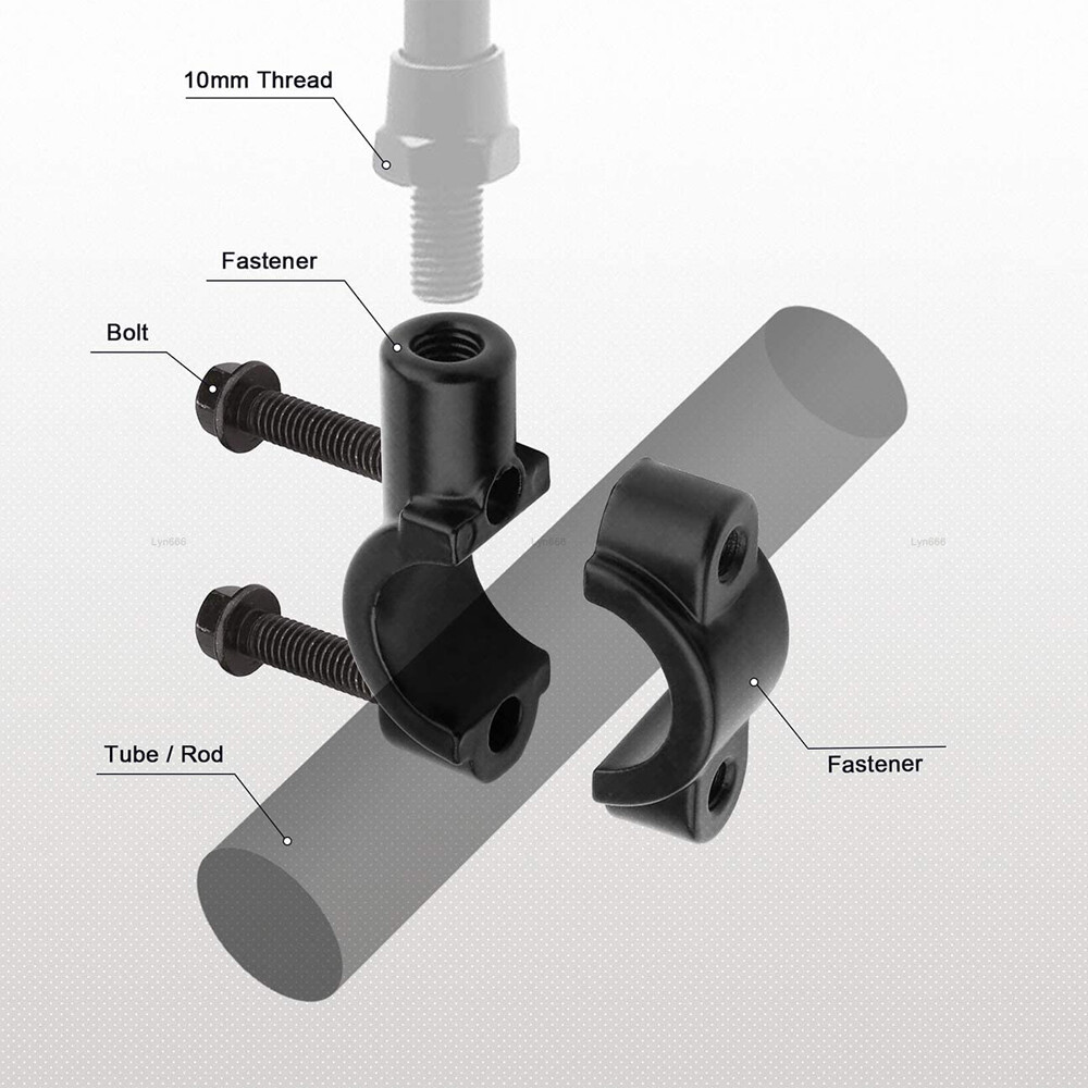 2PCS 7/8″ 10mm Dual Sport Motorcycle Handlebar Mirror Mount Holder Clamp Adaptor