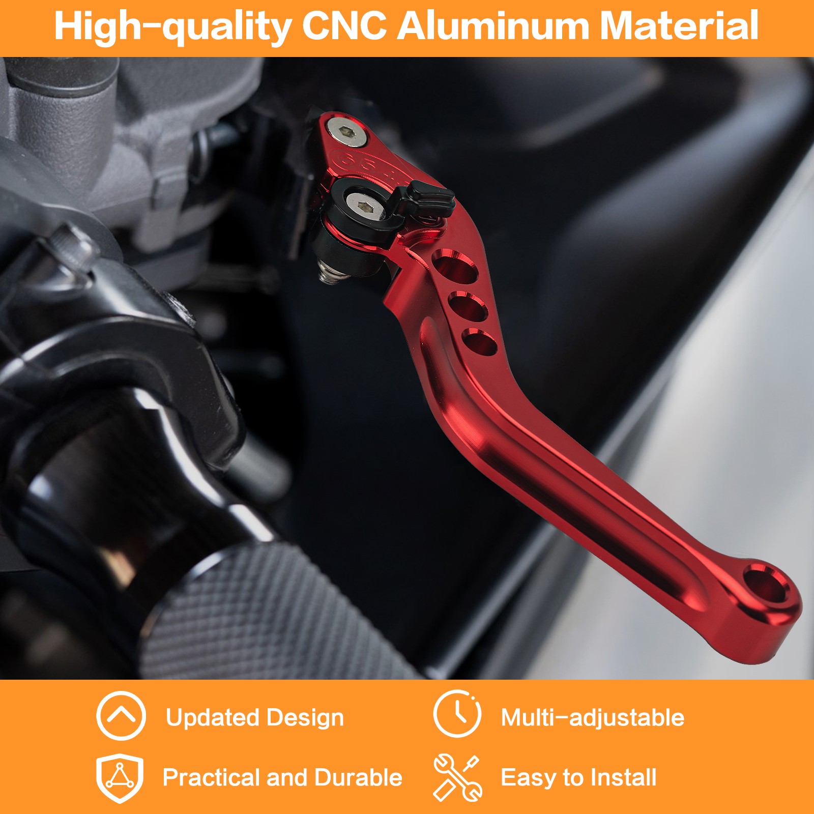 2pcs CNC 7/8″ Motorcycle Hydraulic Brake Clutch Lever Master Cylinder Reservoir