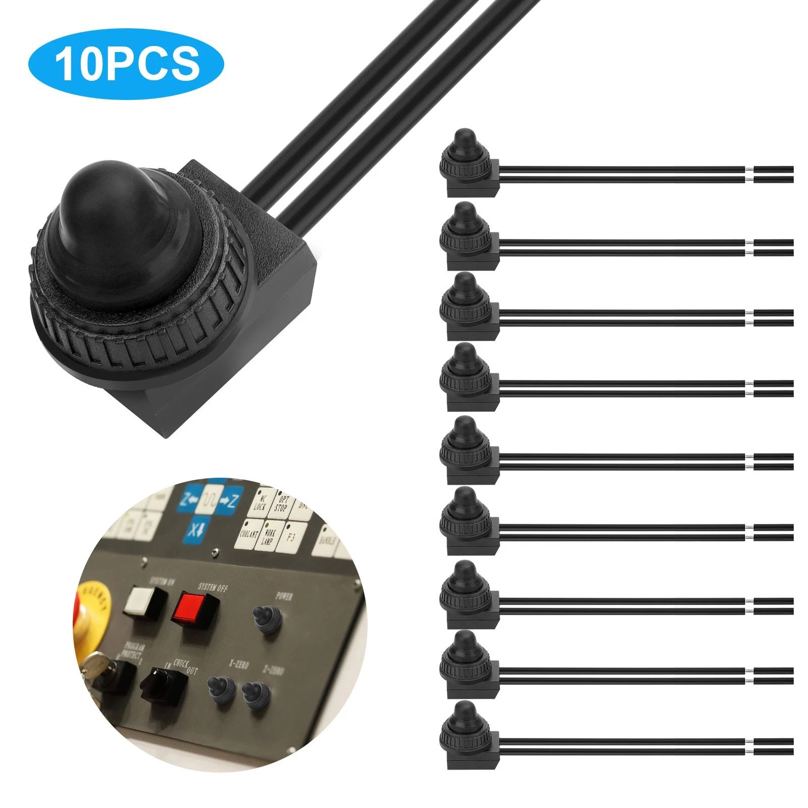 10 Pieces IP67 Waterproof Switch 4.5″ Cord for Push Button Motorcycle Accessory