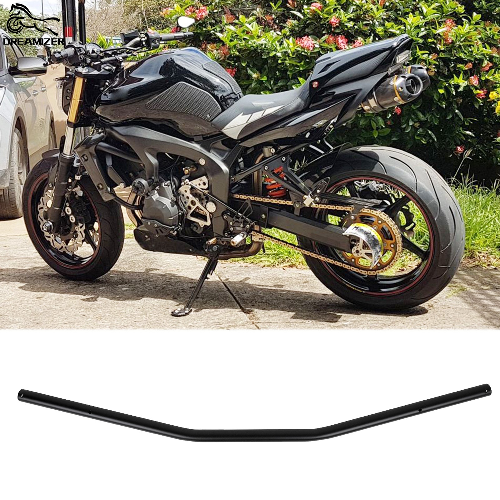 7/8″ 22mm Black Motorcycle Handlebar For Yamaha FZ1 FZ6 FZ6R FZ600 FZ700 FZ750