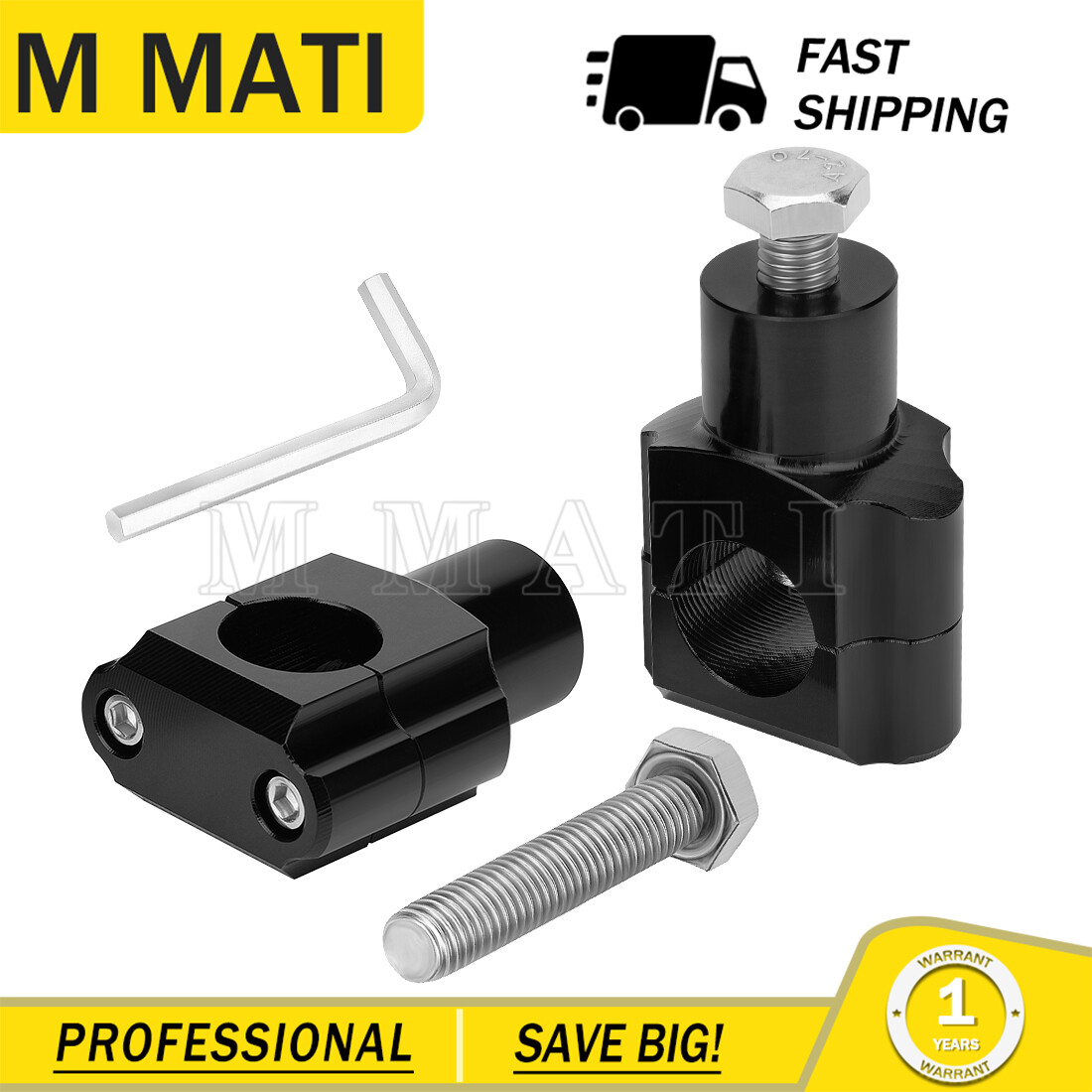 2pcs 1″ 25mm Handlebar Universal Motorcycle Riser Mount Handle Bar Clamp Adapter