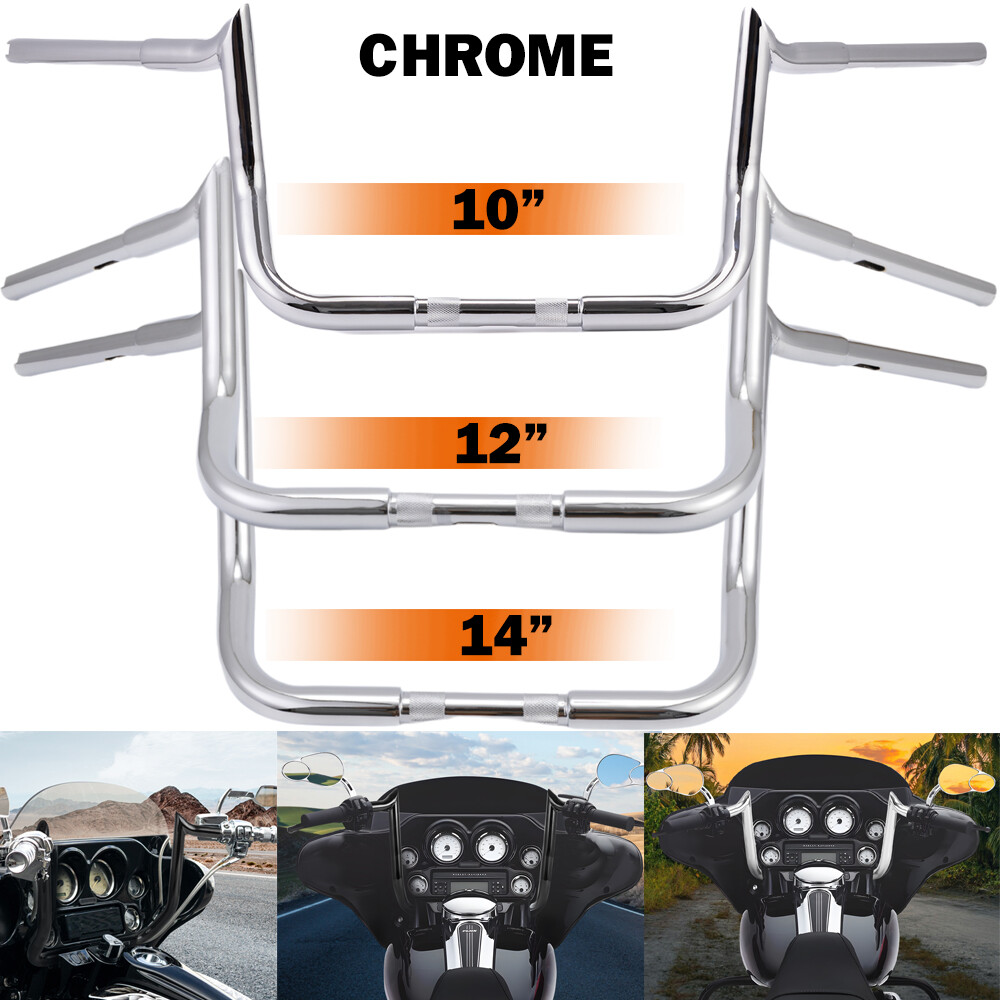 10″ 12″ 14″ Meathook Ape Hangers Handlebar for Harley Electra Glide Street Glide