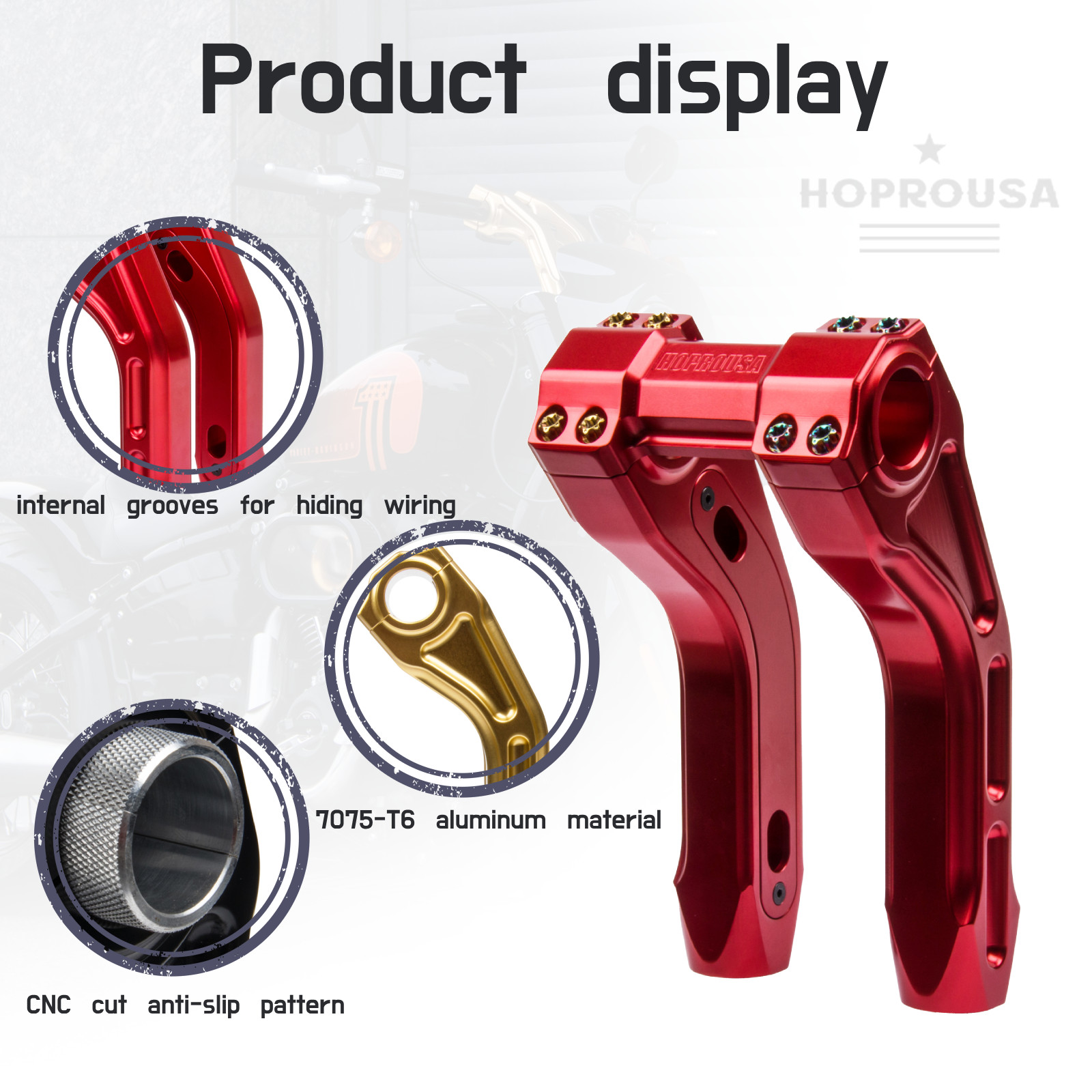 Hoprousa 10″ Height 1&1.25 inch Handlebar Riser with Round Digtal Gauge Gold