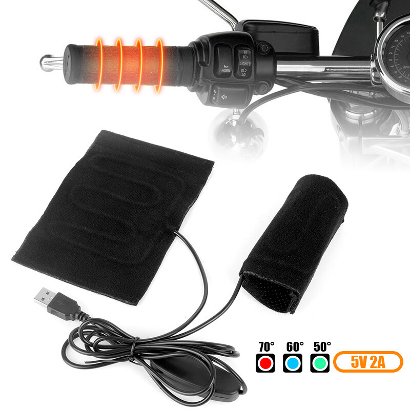 Electric Heated Motorcycle Hand Grips Adjustable Handlebar Cover Warmer Handle