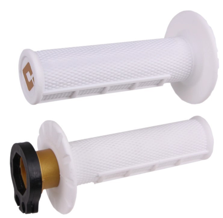 Suzuki RM125 RM250 RMZ250F RMZ450F White ODI Lock On Grips Half Waffle MX