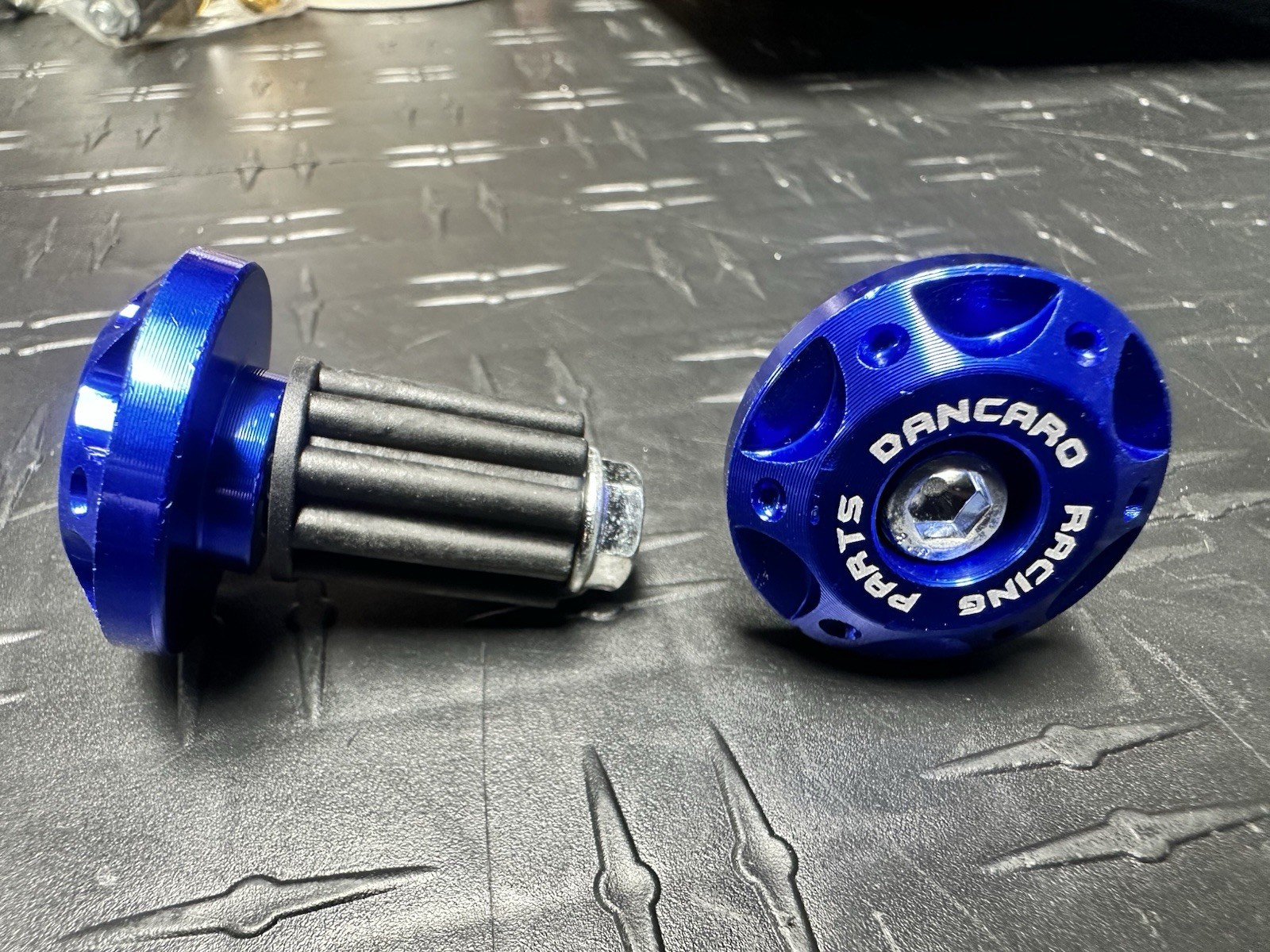 7/8” Scooter Motorcycle CNC Handlebar Grips End Cap Plugs Blue Zuma Tank 200
