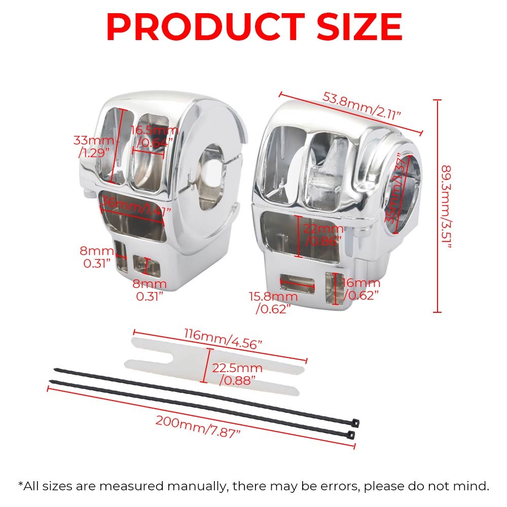 Handlebar Hand Control Switch Housing Cover kit For Harley Touring 96–13 Chrome