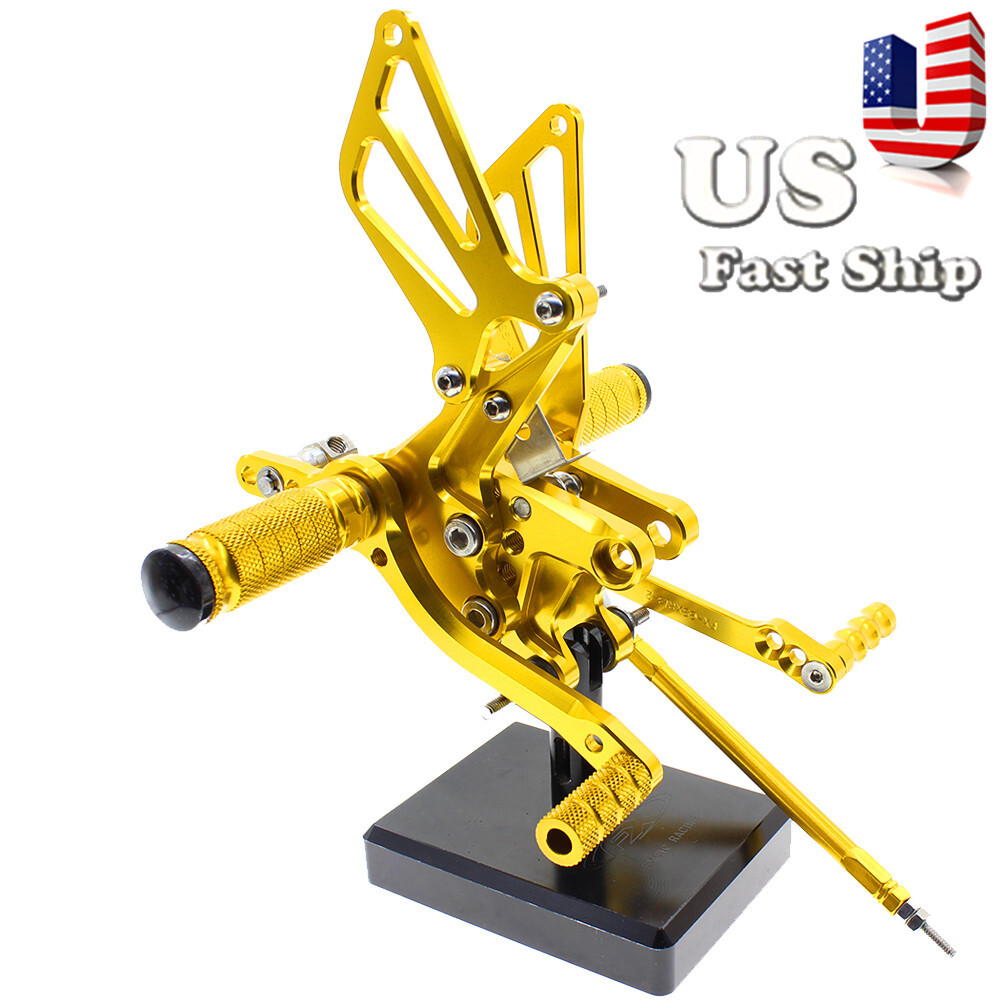 USA CNC Billet Aluminum Foot Rest Rearset Fit SUZUKI GSXR600 2000 2002-2005 Gold