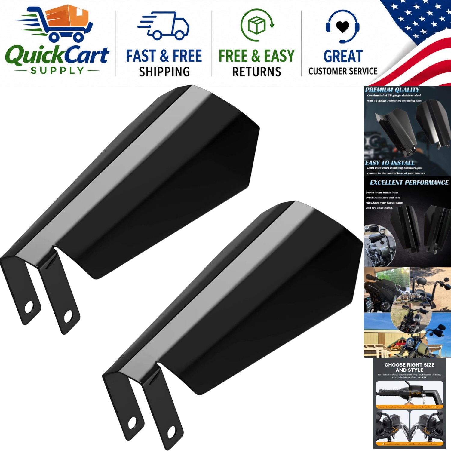 Coffin Cut Gloss Black Handguards for Harley 2014-2023 – Durable Protection