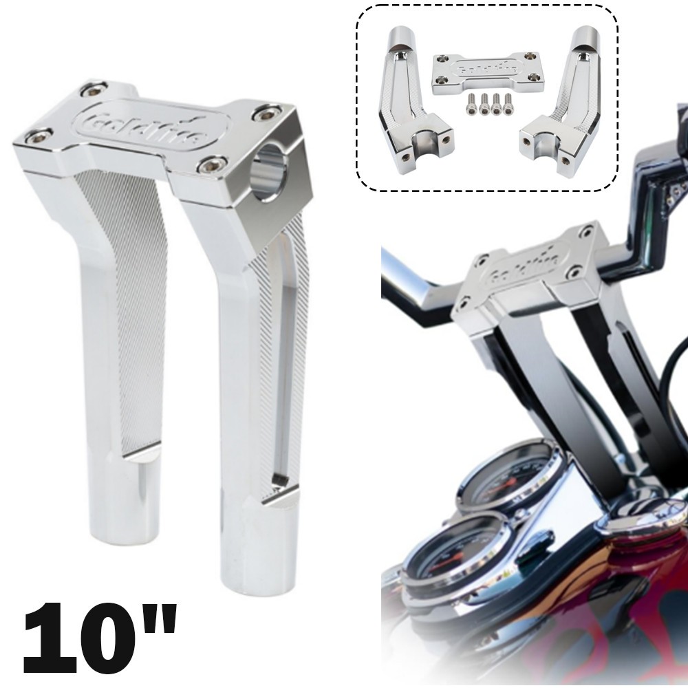 Pullback 10″ Handebar Riser Clamp for Harley 1” Handle Bar Touring Chrome