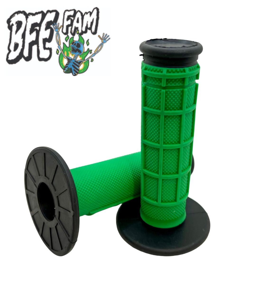 BFE MX Grips Half Waffle Medium Compound GREEN Motorcycle Dirt Bike Dual Sport