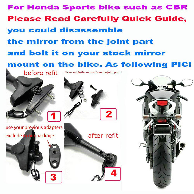 MOTORCYCLE SIDE MIRRORS WITH LED TURN SIGNALS FOR KAWASAKI NINJA EX650R ZX6R US