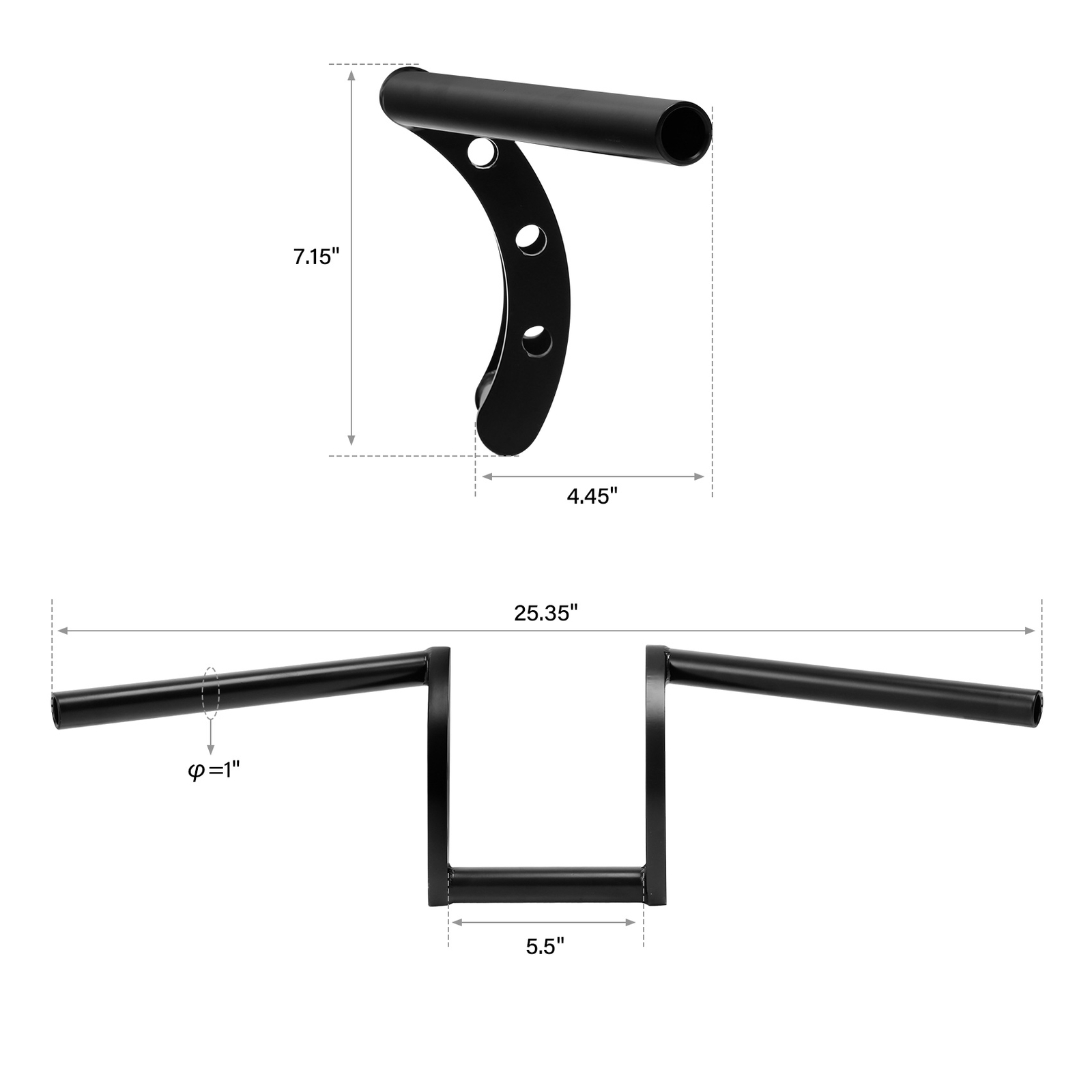 Black 1″ Z Bar Handlebar Fit For Harley Custom Bobber Softail Dyna Sportster 883