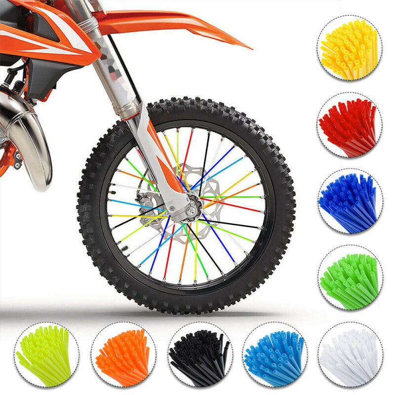 US 72pcs Spoke Wraps Skins Covers Motocross Dirt Bike Wheel Rim Guard Protector