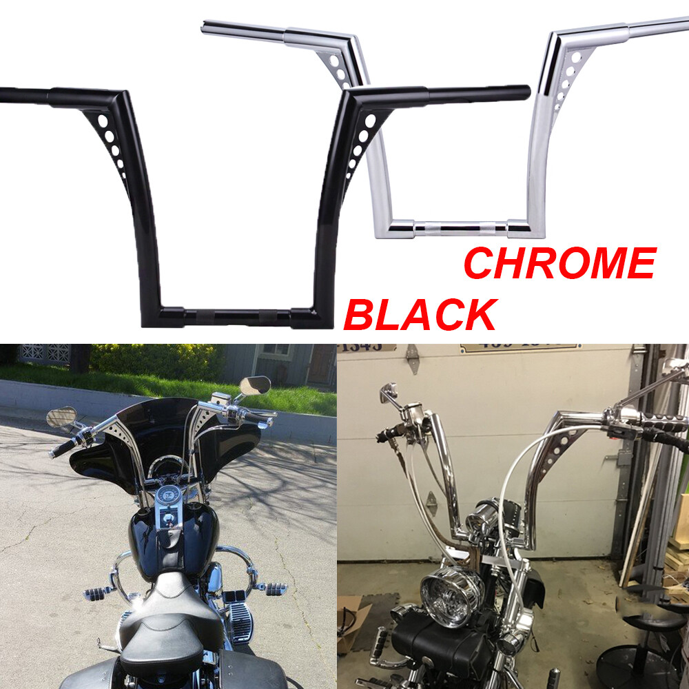 10″ 12″ 14″ 16″ Rise Ape Hanger Handlebars For Harley Softail Dyna Sportster