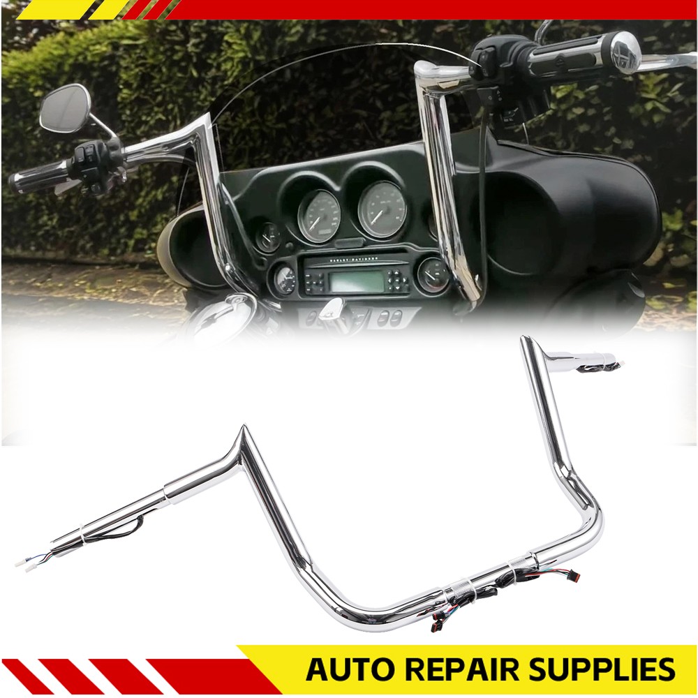Chrome 12″ Pre-Wired Handlebars For Harley Bagger Touring Street Glide 2014-2025
