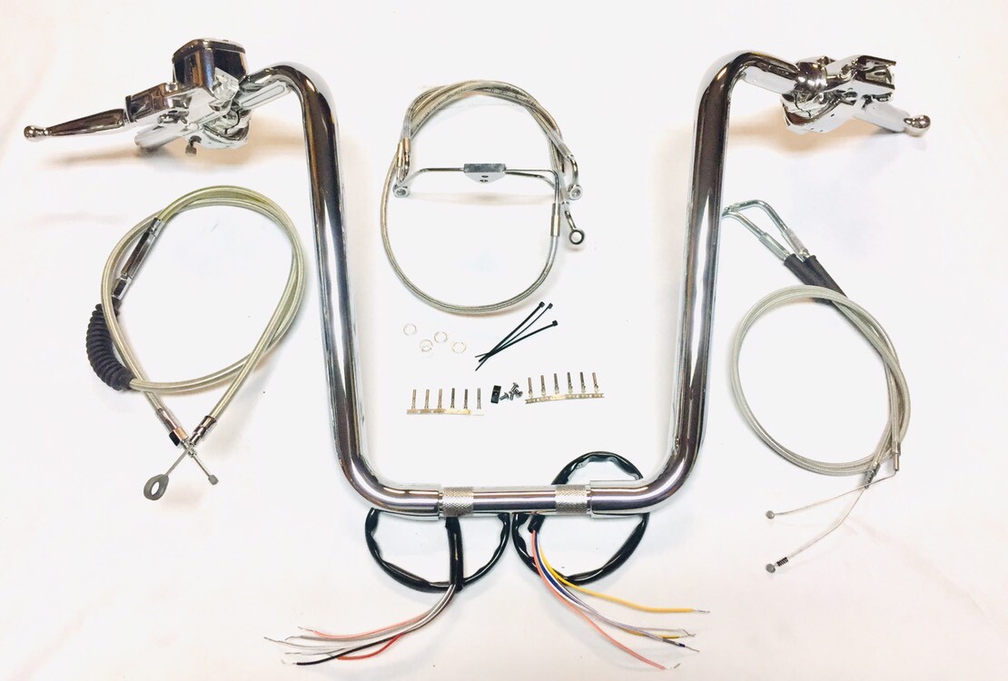 16 X 1.25 ” Ape Hanger Chrome Handlebar Kit W Controls 2008 Harley Road King
