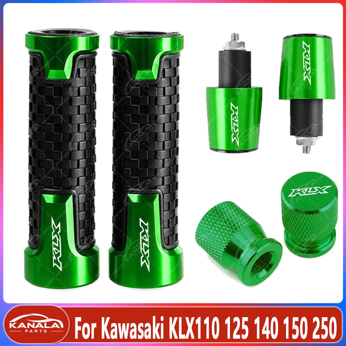 1Pair Left Right Handlebar Grips +grip Ends Plug For Kawasaki KLX110 125 140 150