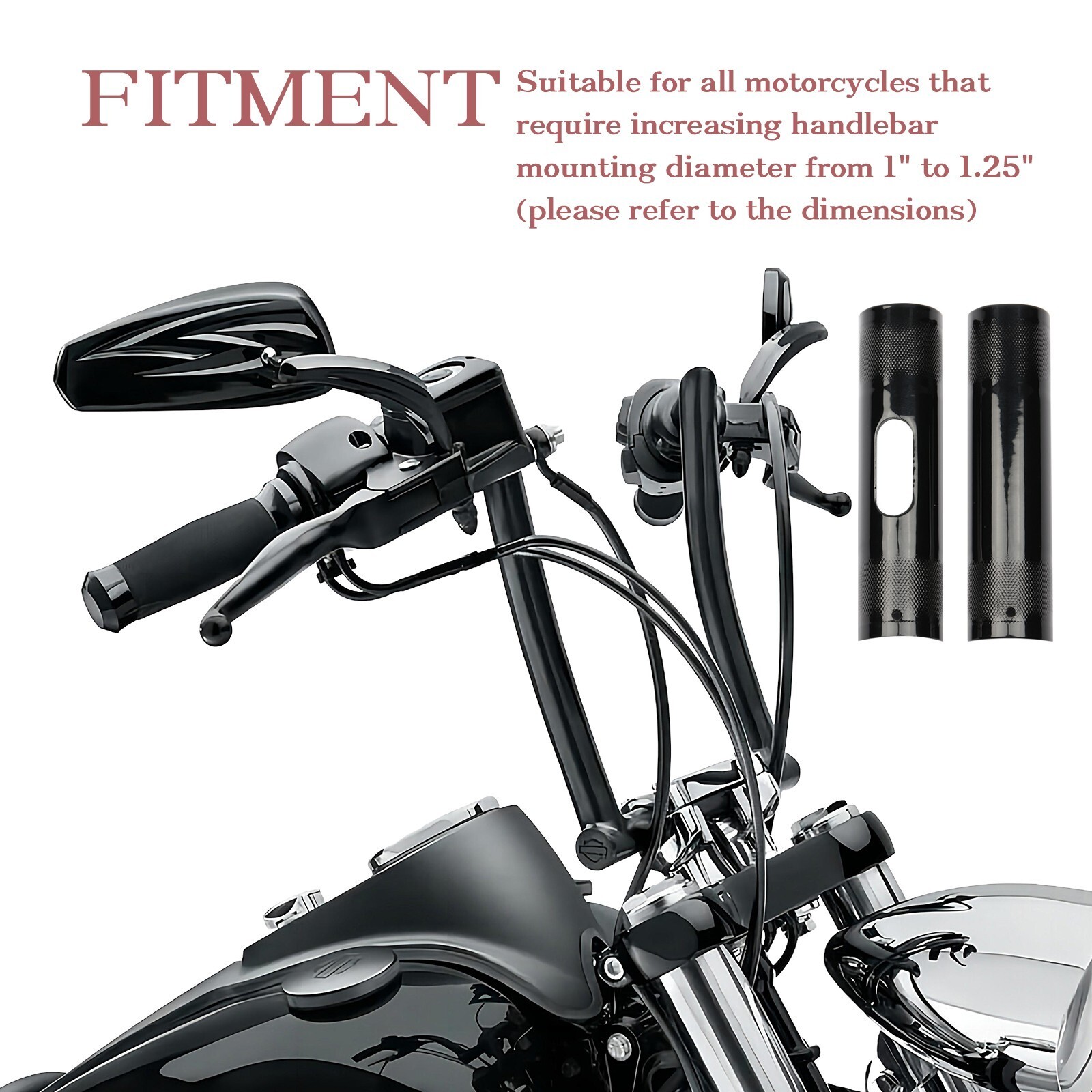 Motorcycle Handlebar Riser Adapter from 1″ to 1.25 in Handlebar Shim 2 Pcs