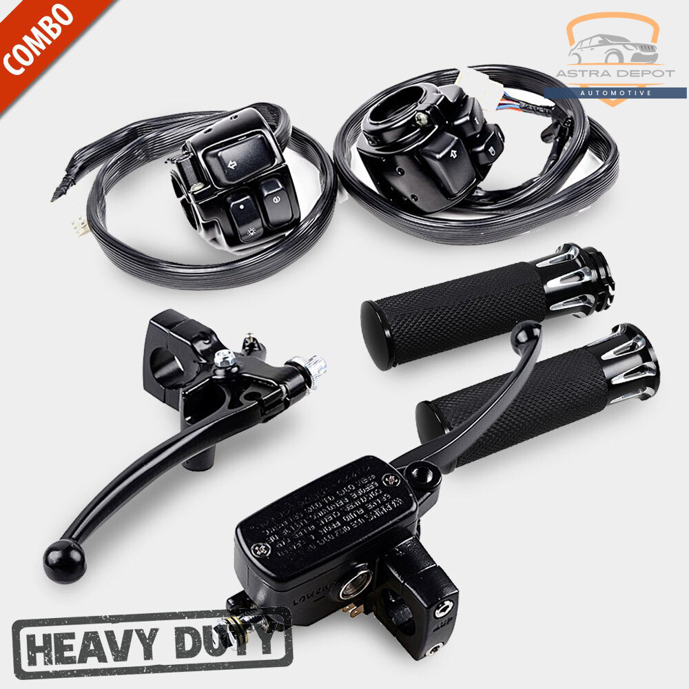 Combo Motorcycle 1″ Handlebar Hand Grip + Switch Controls + Clutch Brake Levers