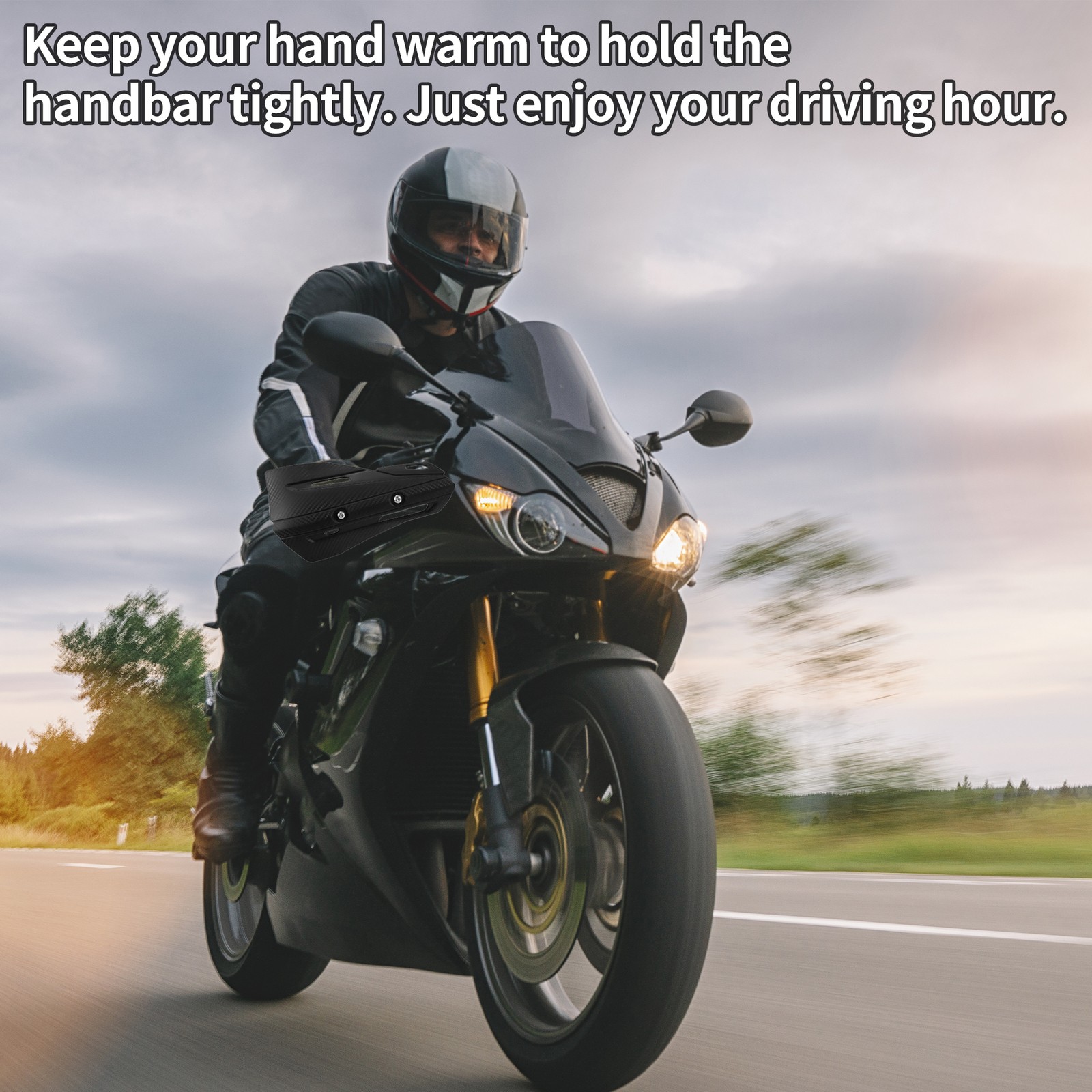 1 Set Black Off-road Motorcycle Aluminum Alloy Handlebars Plastic Handguards