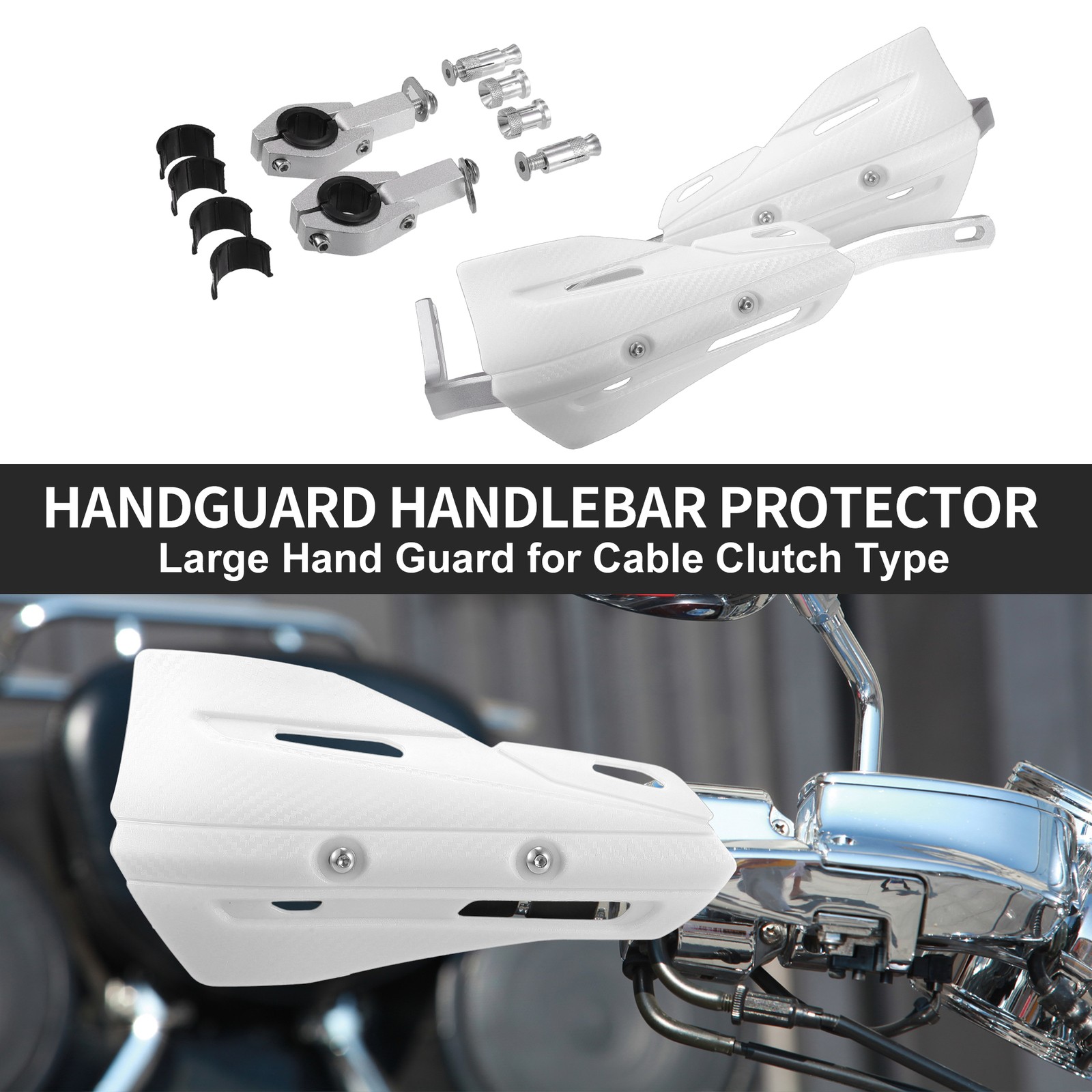 1 Set White Off-road Motorcycle Aluminum Alloy Handlebars Plastic Handguards