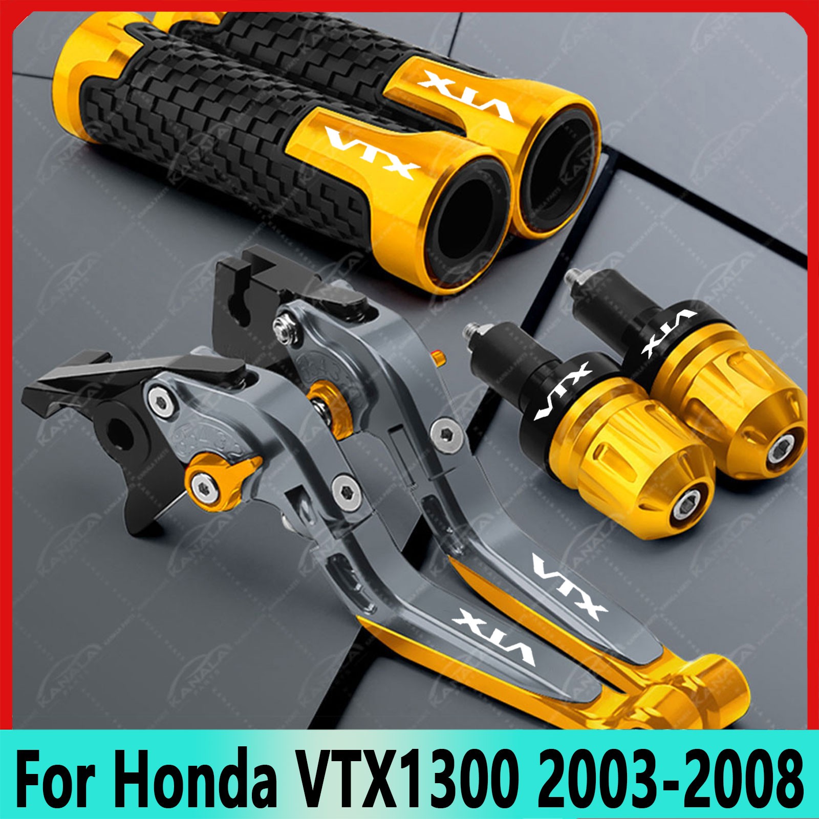 For Honda VTX1300 2003-2008 CNC Brake Clutch Levers Handle Grips End Cap New