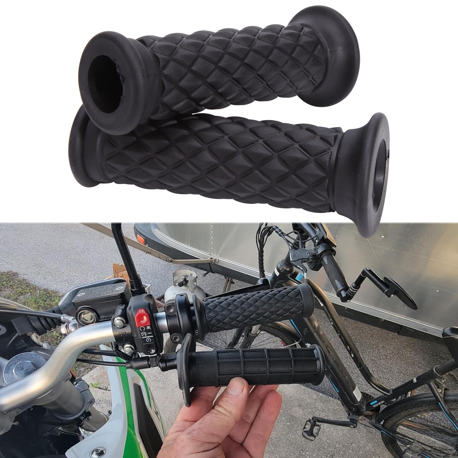 Motorcycle 7/8″ Handle Bar Hand Grips Rubber Gel For ATV Scooter Pit Dirt Bike