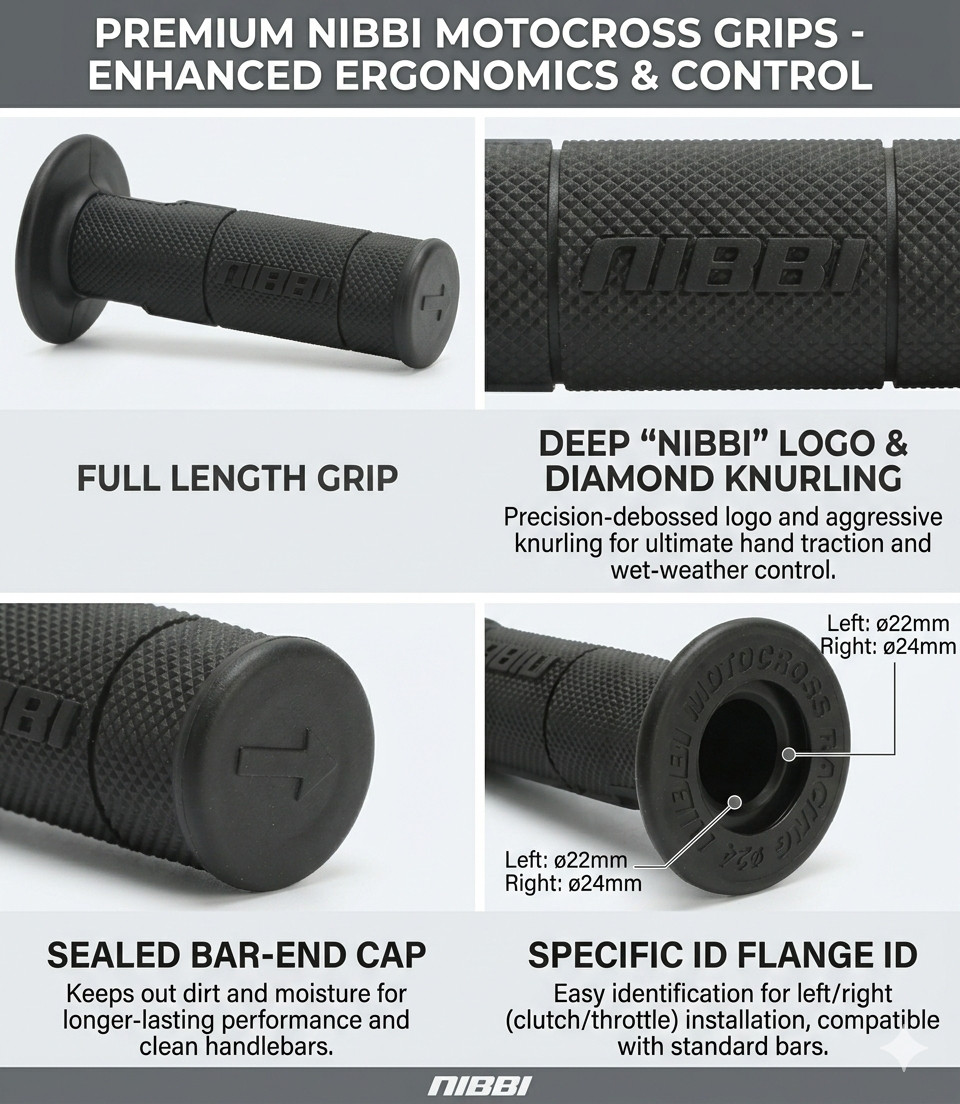 NIBBI 7/8″ 22mm Handlebar Grips For CRF50 CRF125 CRF150 CRF230 CRF250 CRF450 Hon