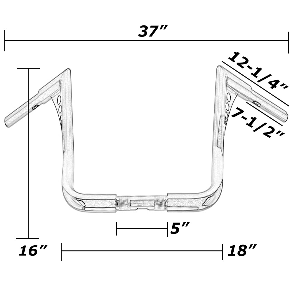 12″/14”/16”/18” Rise Ape Hanger Handlebar Fit For Harley FLHT Electra Glide