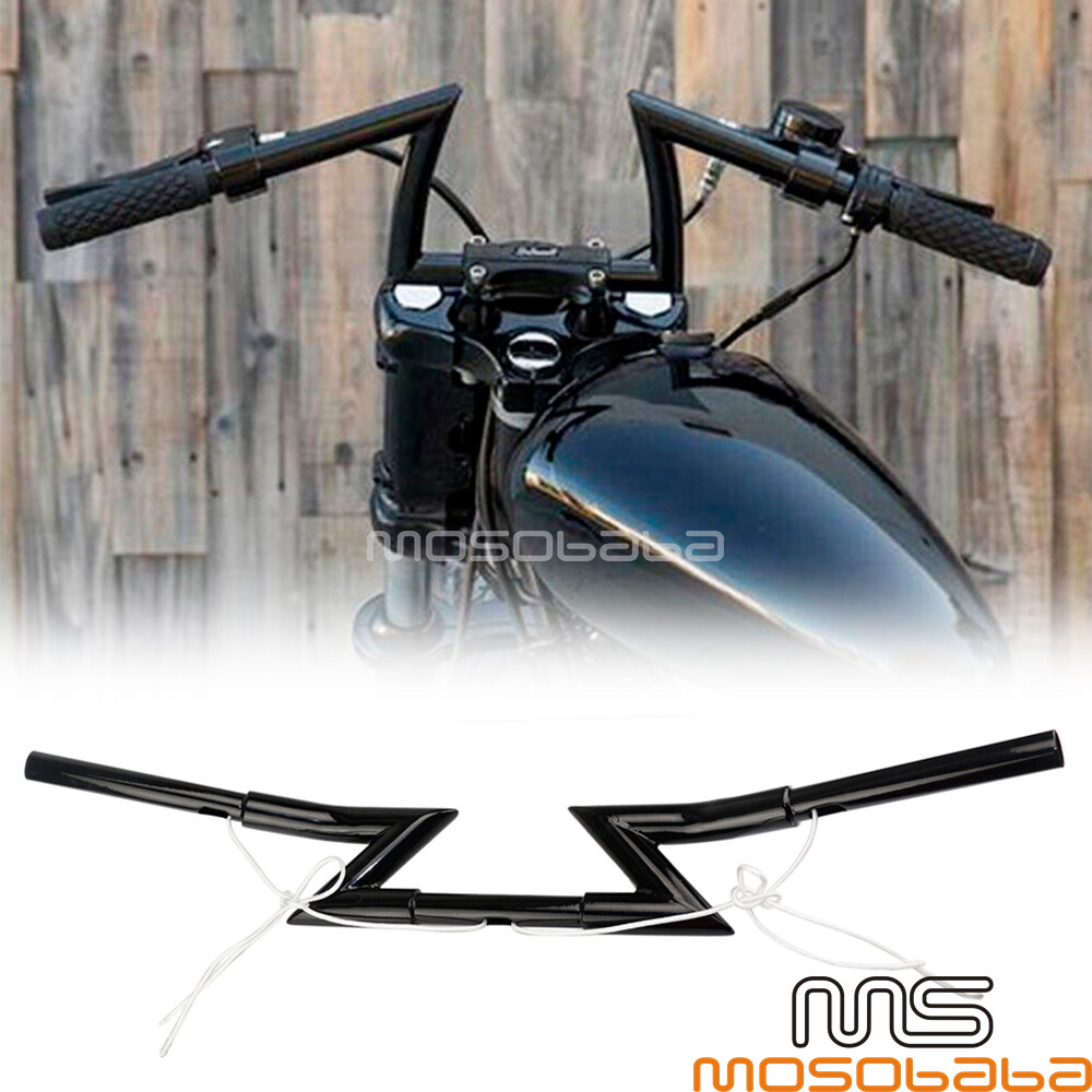 Black Motorcycle 1 Inch Handlebar Z Bar 6-1/2″ Pullback For Harley Honda Custom