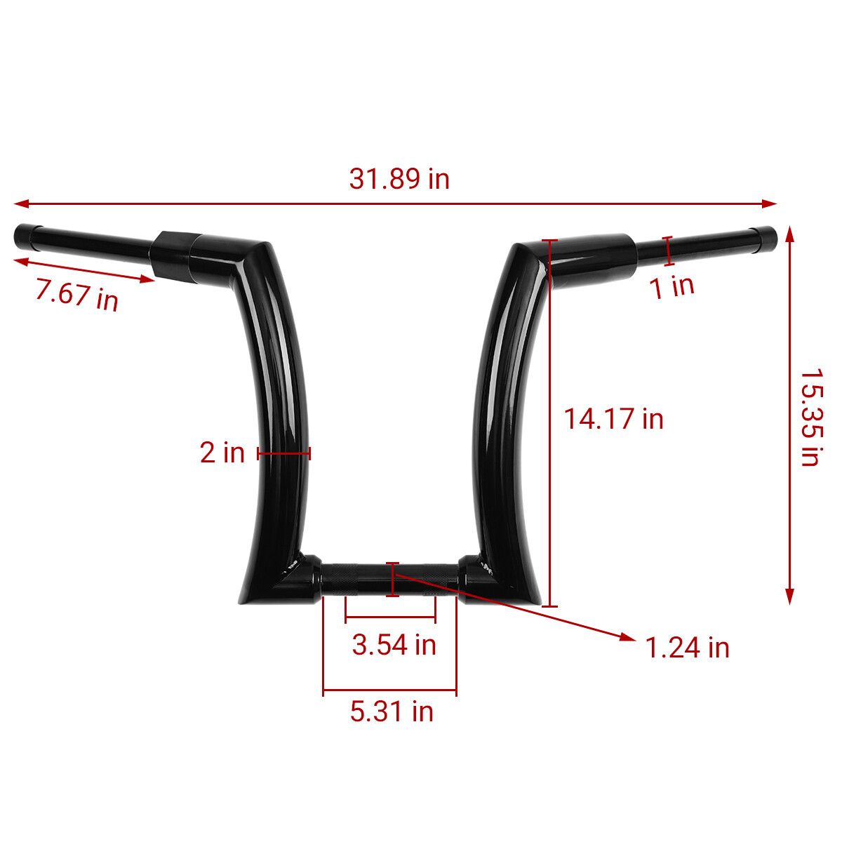 14″ Black Rise APE Hanger Handlebar 2″ DNA Monster Fat Bars For Harley Touring