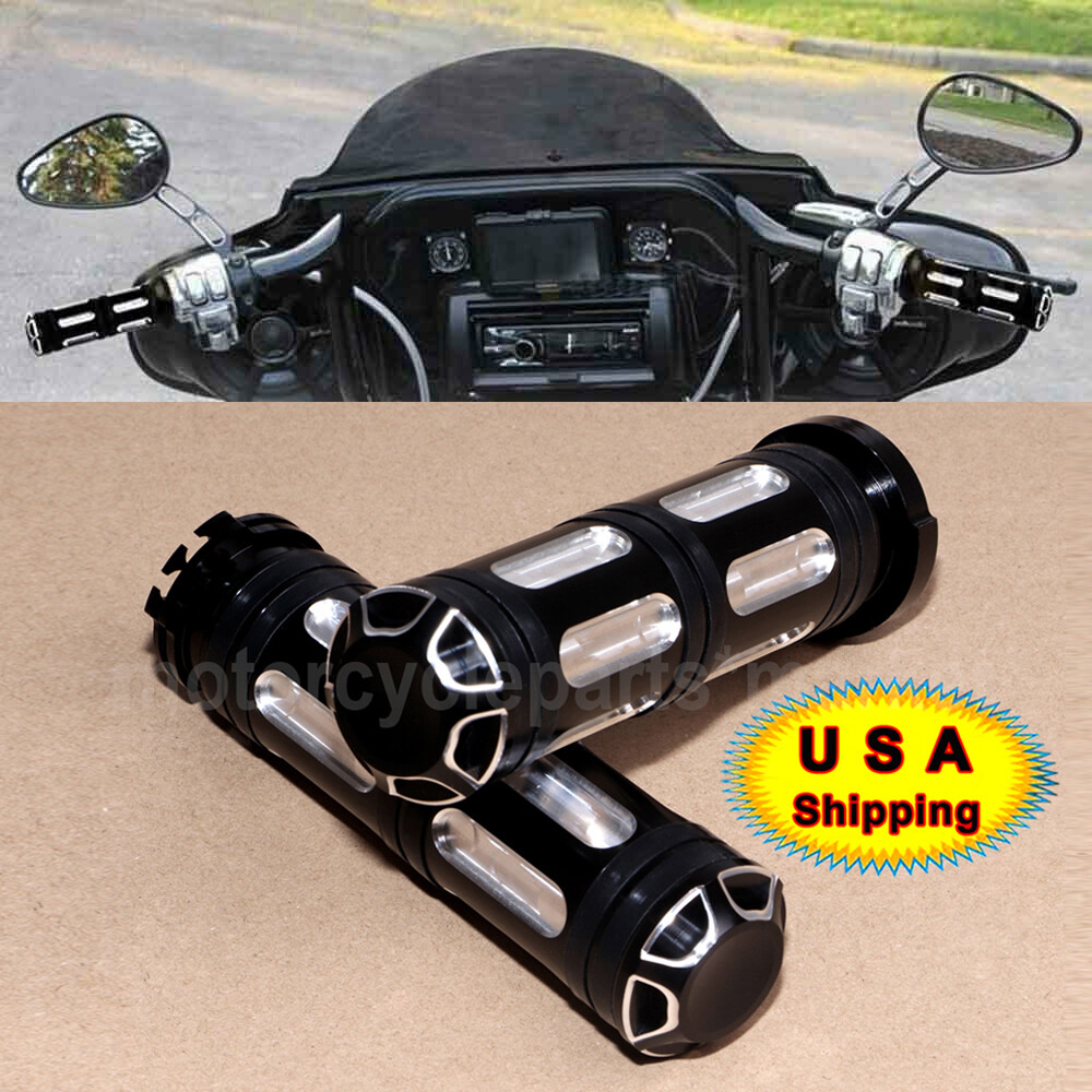 CNC Billet Aluminum Handlebar Grips For Harley Dyna Sportster Softail V-Rod US