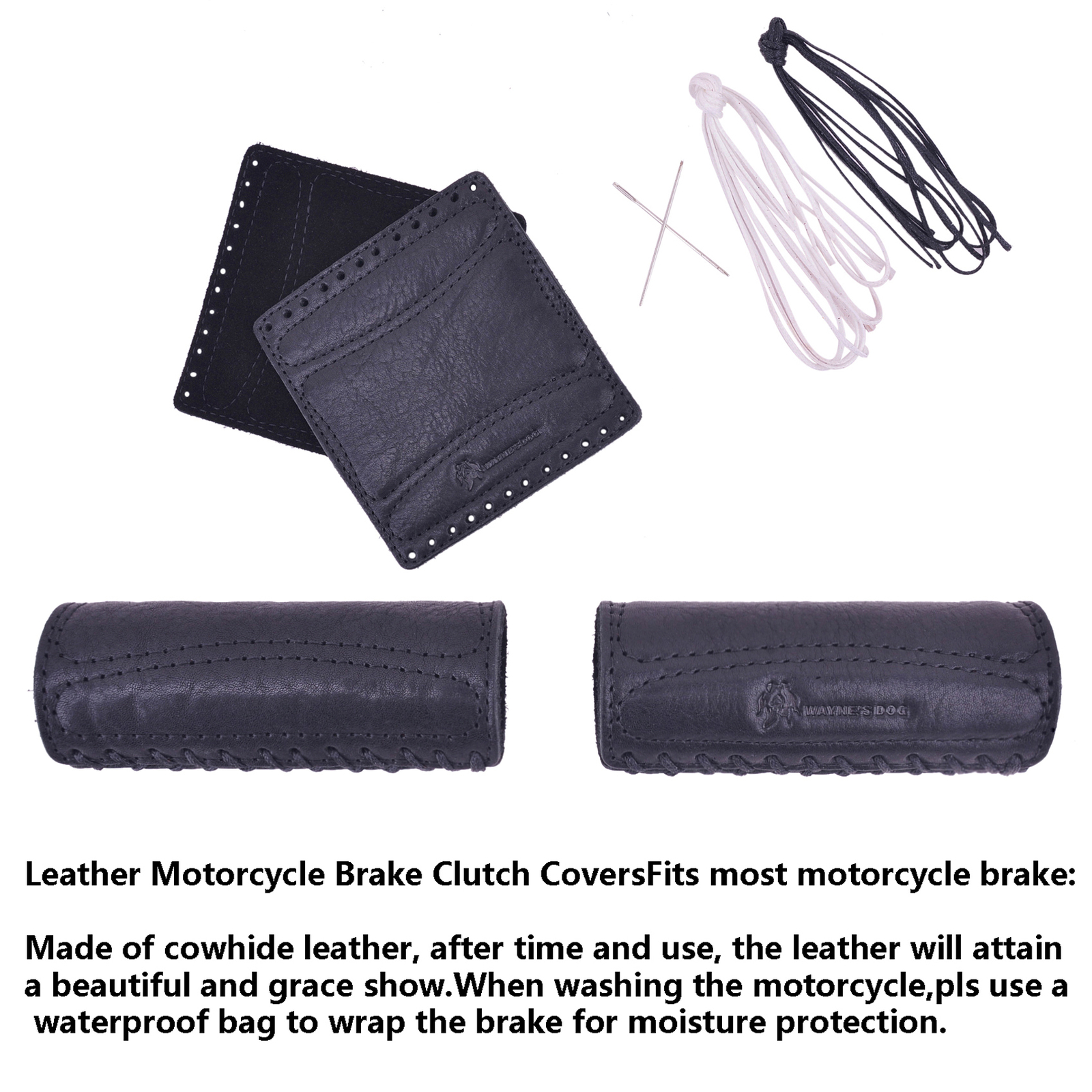Handmade Cowhide Leather Motorcycle Handlebar Grips Cover Grip Tape Protector