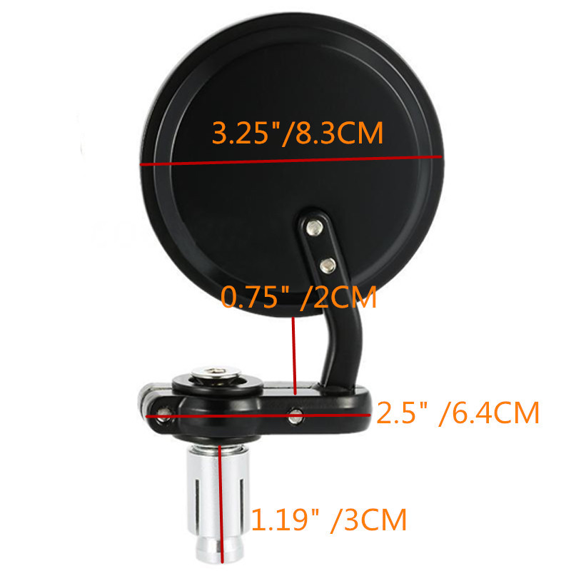 Motorcycle Black 7/8″Hollow Handlebars End Mirrors for ADV Dual Sport Dirt Bikes