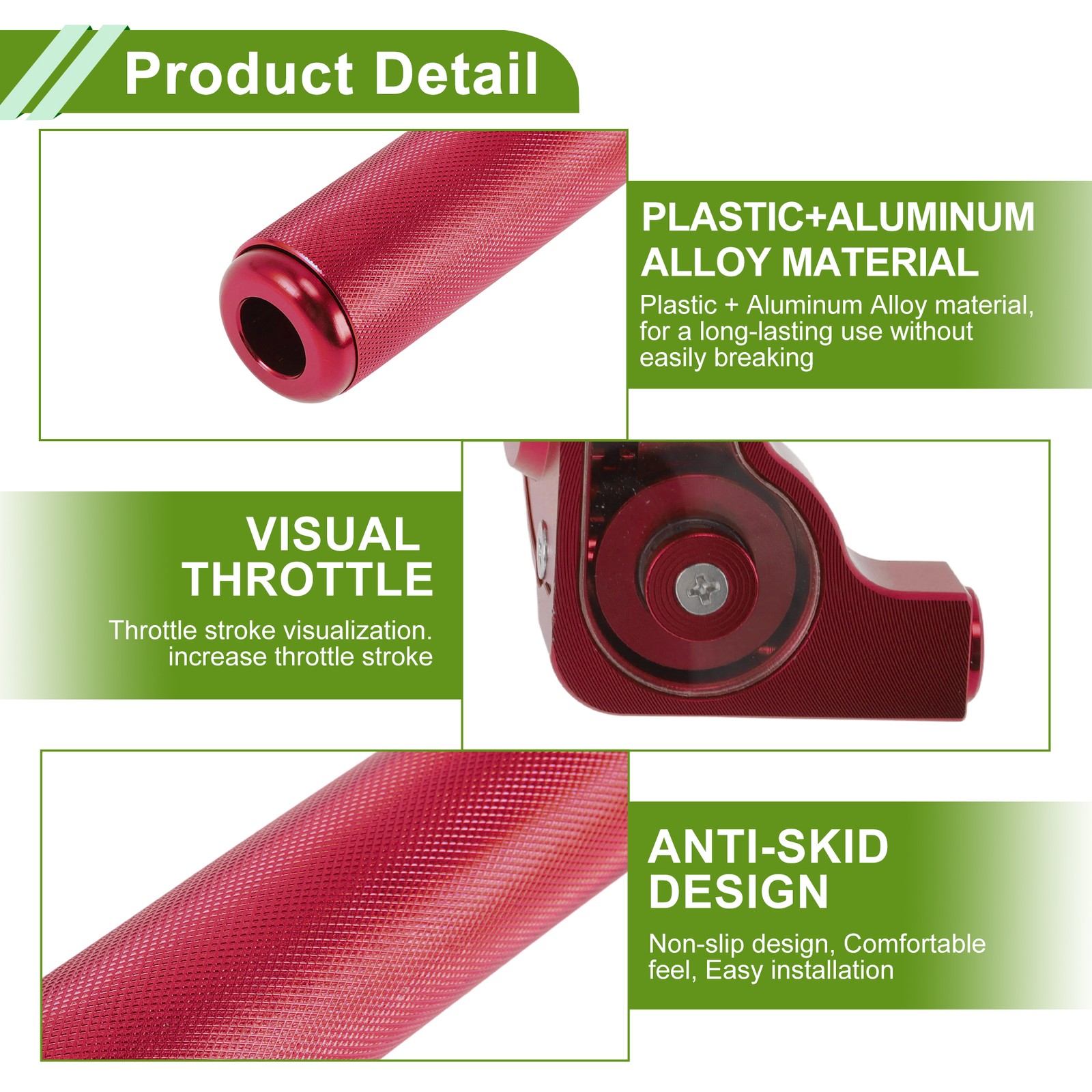 22mm Throttle Grip Plastic Aluminum Alloy Motorcycle Throttle Grip Black Red