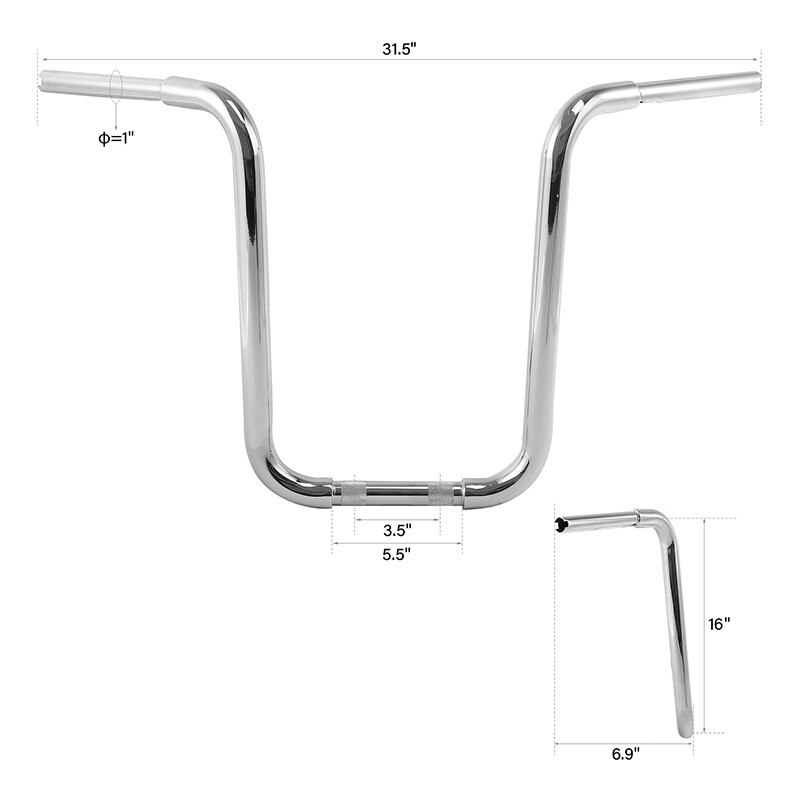 Chrome 16″ Rise 1 1/4” Ape Hanger Handlebar Fit For Harley Softail FLST FXST