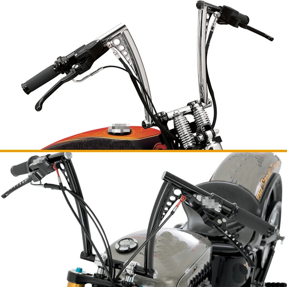 10″ 12″ 14″ 16″ Rise Ape Hanger Handlebars For Harley Softail Dyna Sportster