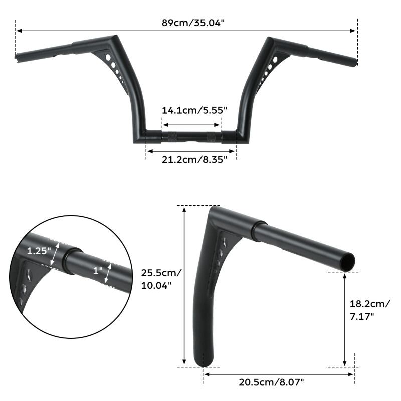 10″ Rise 1 1/4″ Handlebar Ape Hanger Bar Fit For Harley Softail Sportster Black