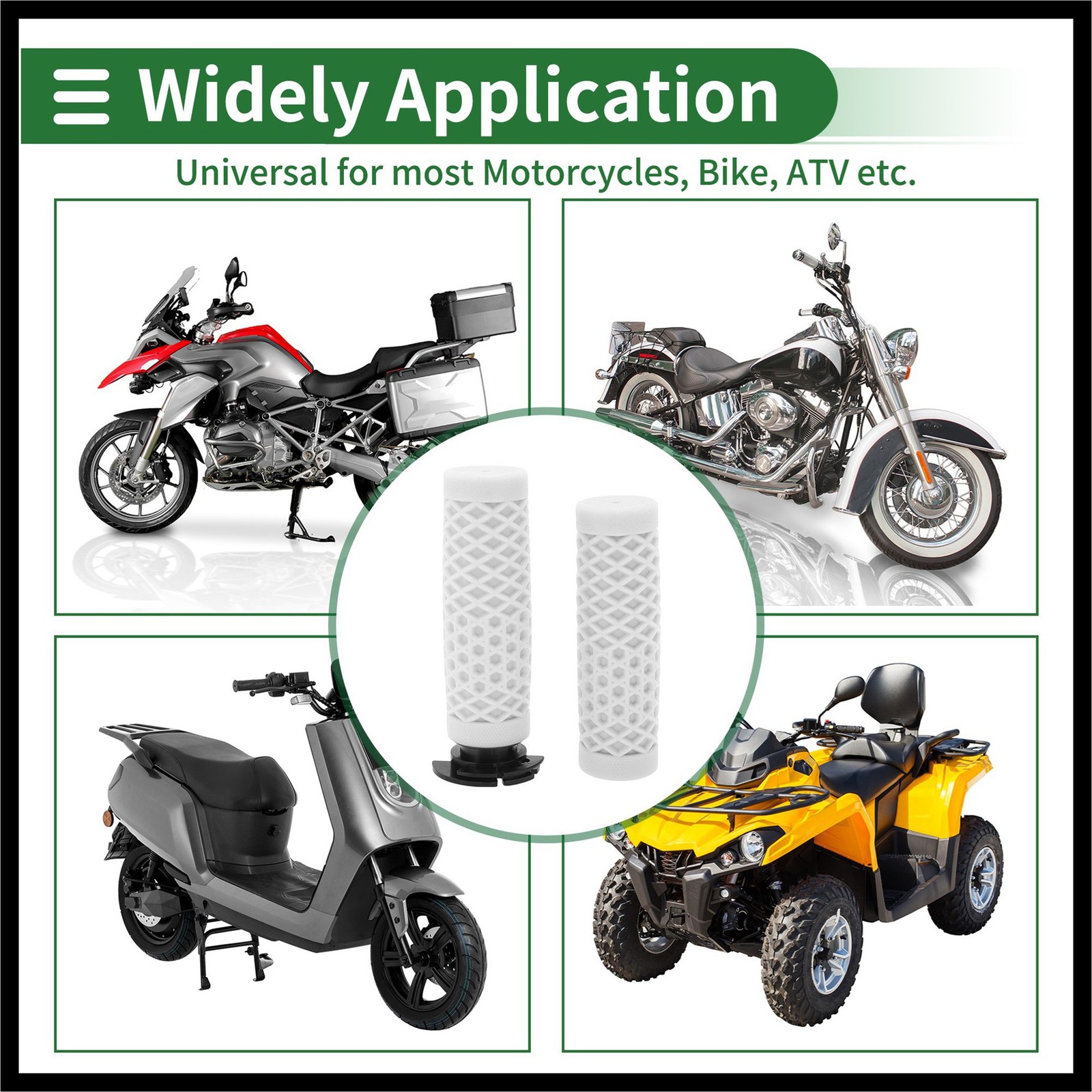 7/8″ 22mm Motorcycle Hand Grips Cover Kit Handlebar Cover White