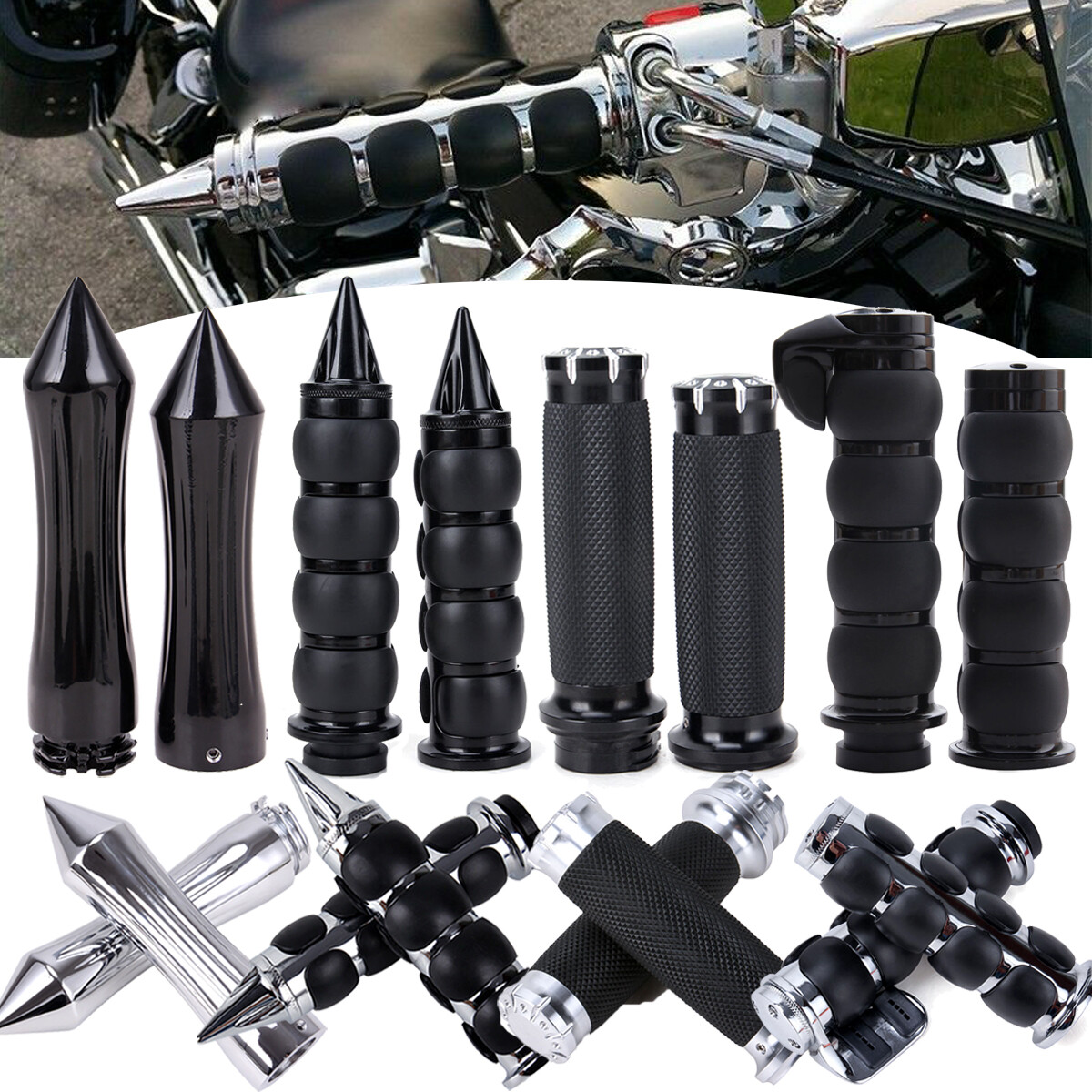 1” Inch Motorcycle Handle Bar Hand Grips for Harley Sportster Softail Road King