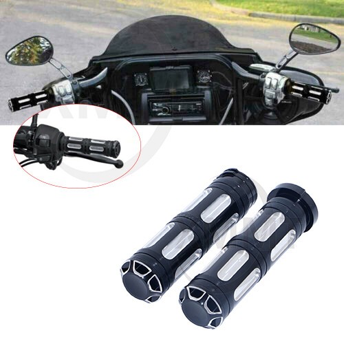 CNC Billet Aluminum Black 1″ Handlebar Grips Fit For Harley Electra Street Glide