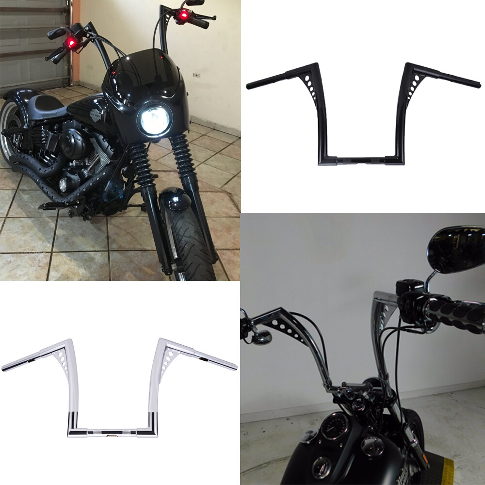 10″ 12″ 14″ 16″ Rise Ape Hanger Handlebars For Harley Softail Dyna Sportster