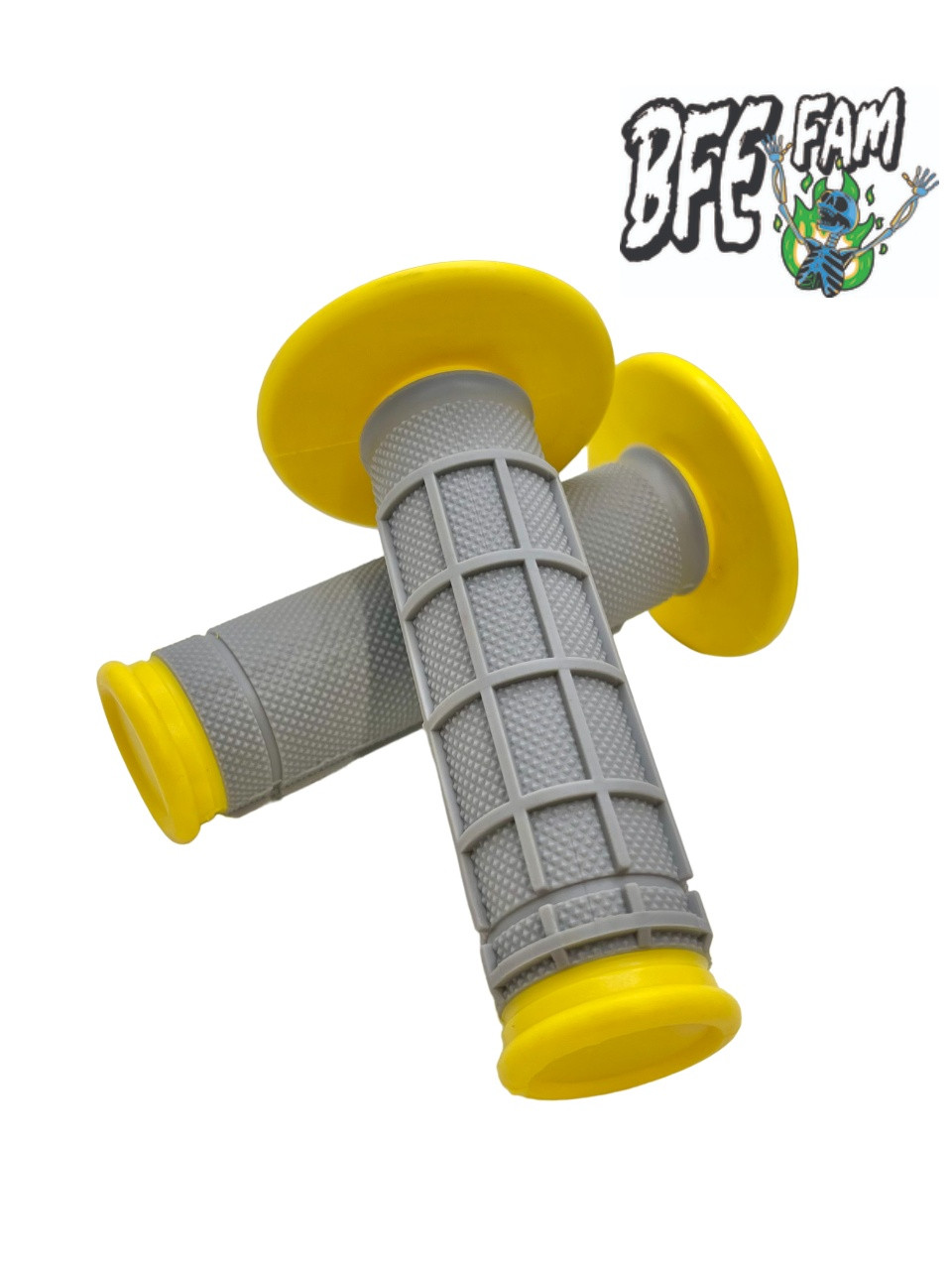 BFE MX Grips Half Waffle Medium Compound Yellow Motorcycle Dirt Bike Dual Sport
