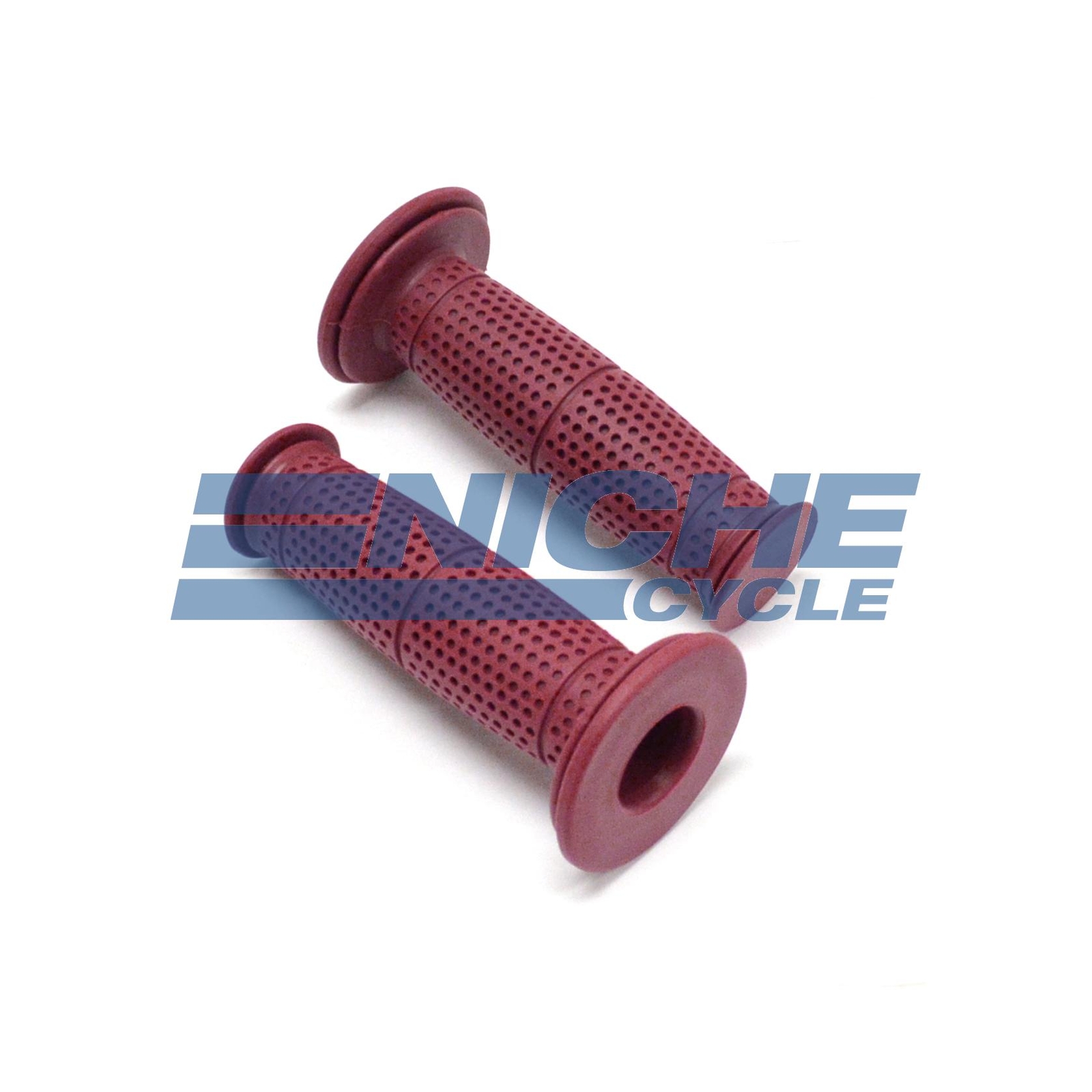 125mm Rubber Vintage Dual Sport Road Motorcycle Grips Crimson Maroon 7/8″