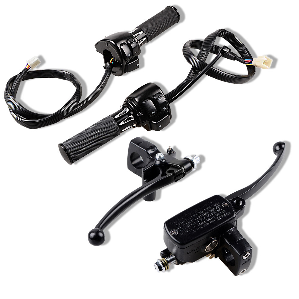 Motorcycle 1″ Handlebar Hand Grips + Switches Controls + Clutch Brake Levers Kit